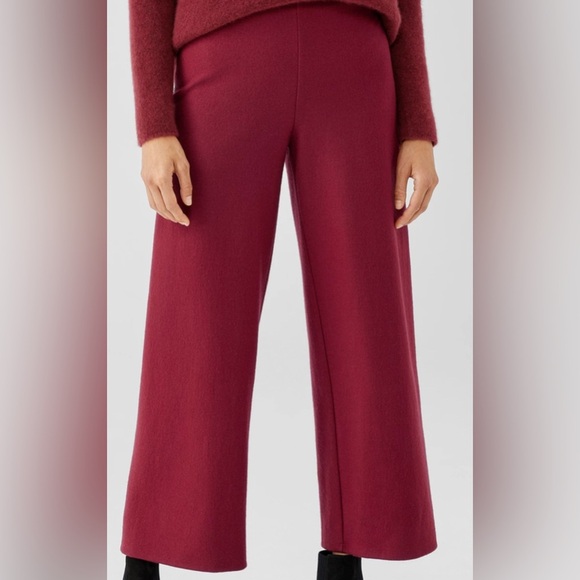 Eileen Fisher Boiled Wool Jersey Wide-Leg Pant Ankle Length NWOT COSTAL GRANDMA - Picture 3 of 7